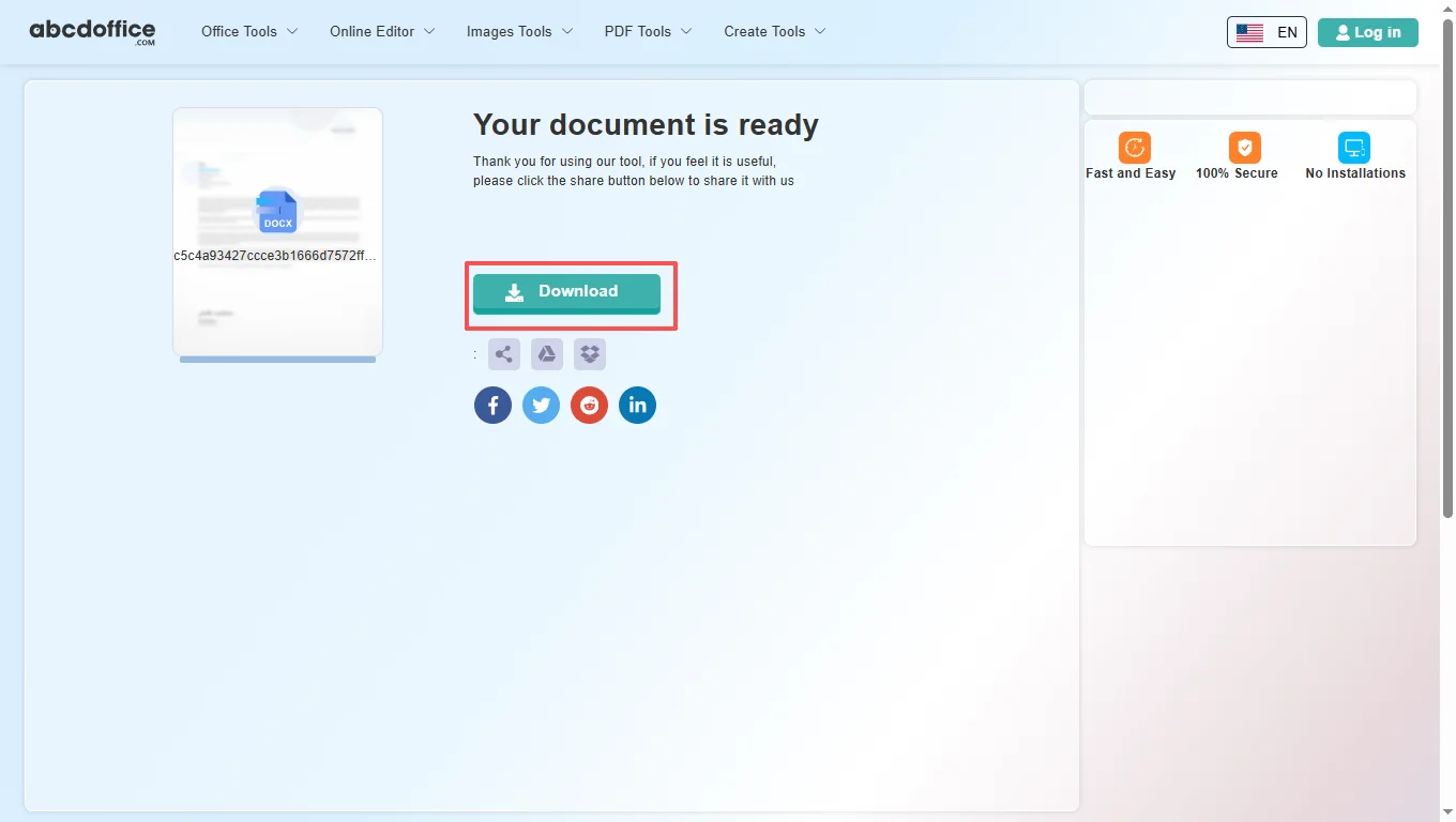 Stap 4: Download DOCX of PDF