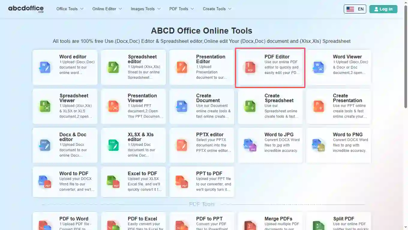 Stap 1: Open PDF-editor op abcdoffice.com