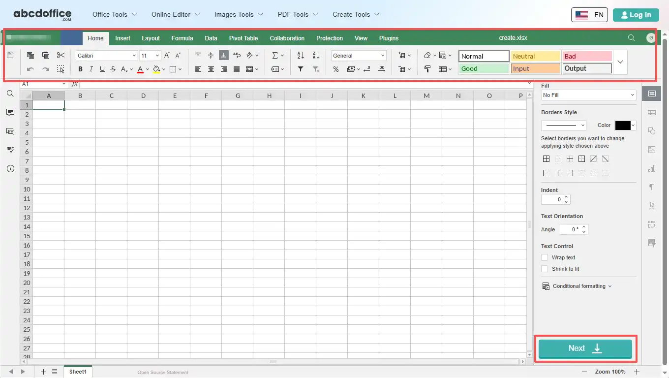 Stap 2: Bewerk uw nieuwe spreadsheet online