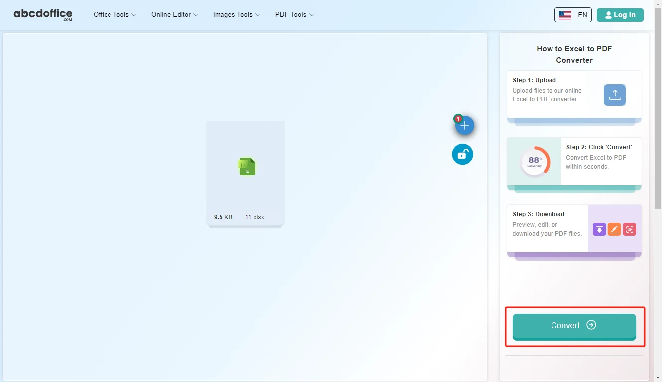 Stap 3: Converteer Excel naar PDF online