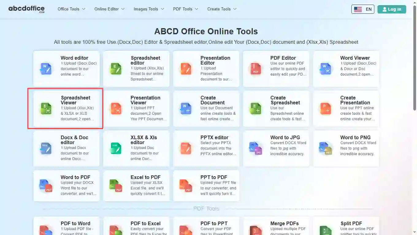 Stap 1: Open Spreadsheet Viewer op abcdoffice.com