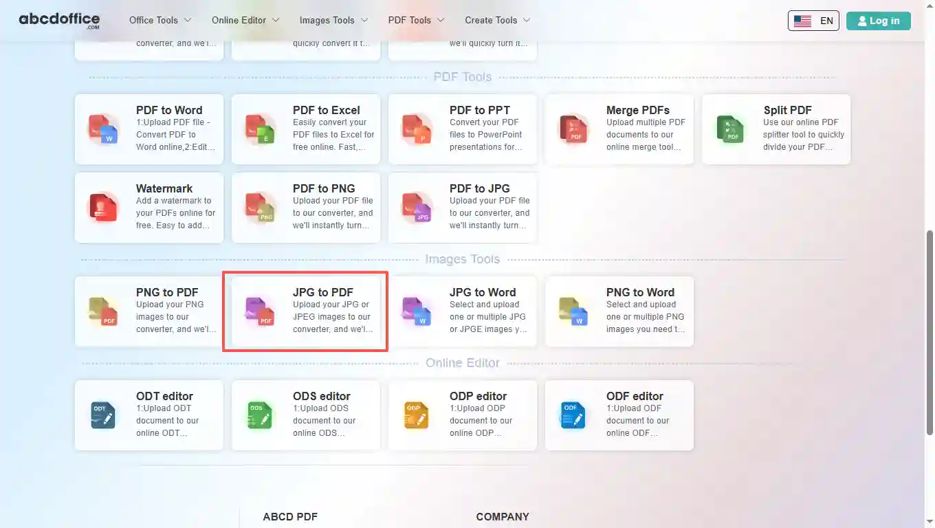 Stap 1: Open JPG naar PDF op abcdoffice.com