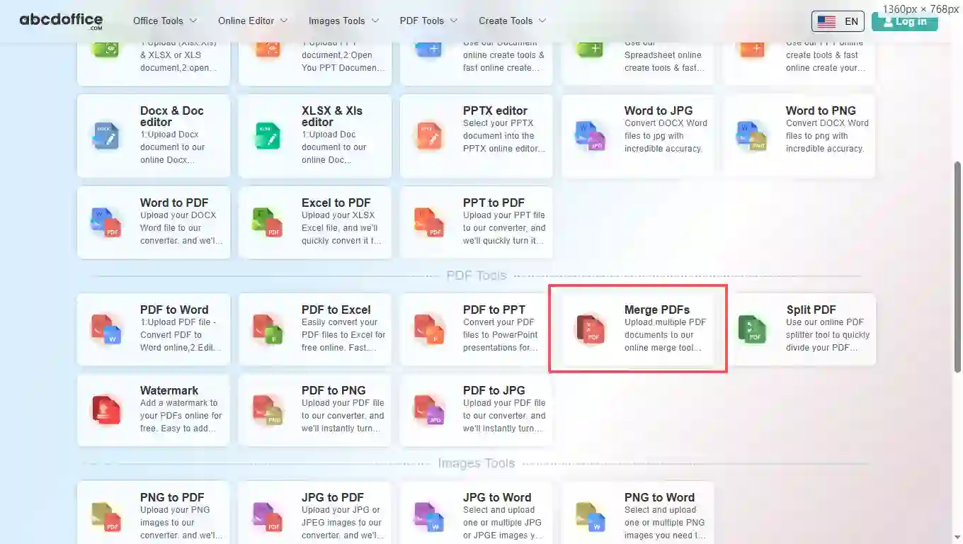 Stap 1: Open PDF's samenvoegen op abcdoffice.com
