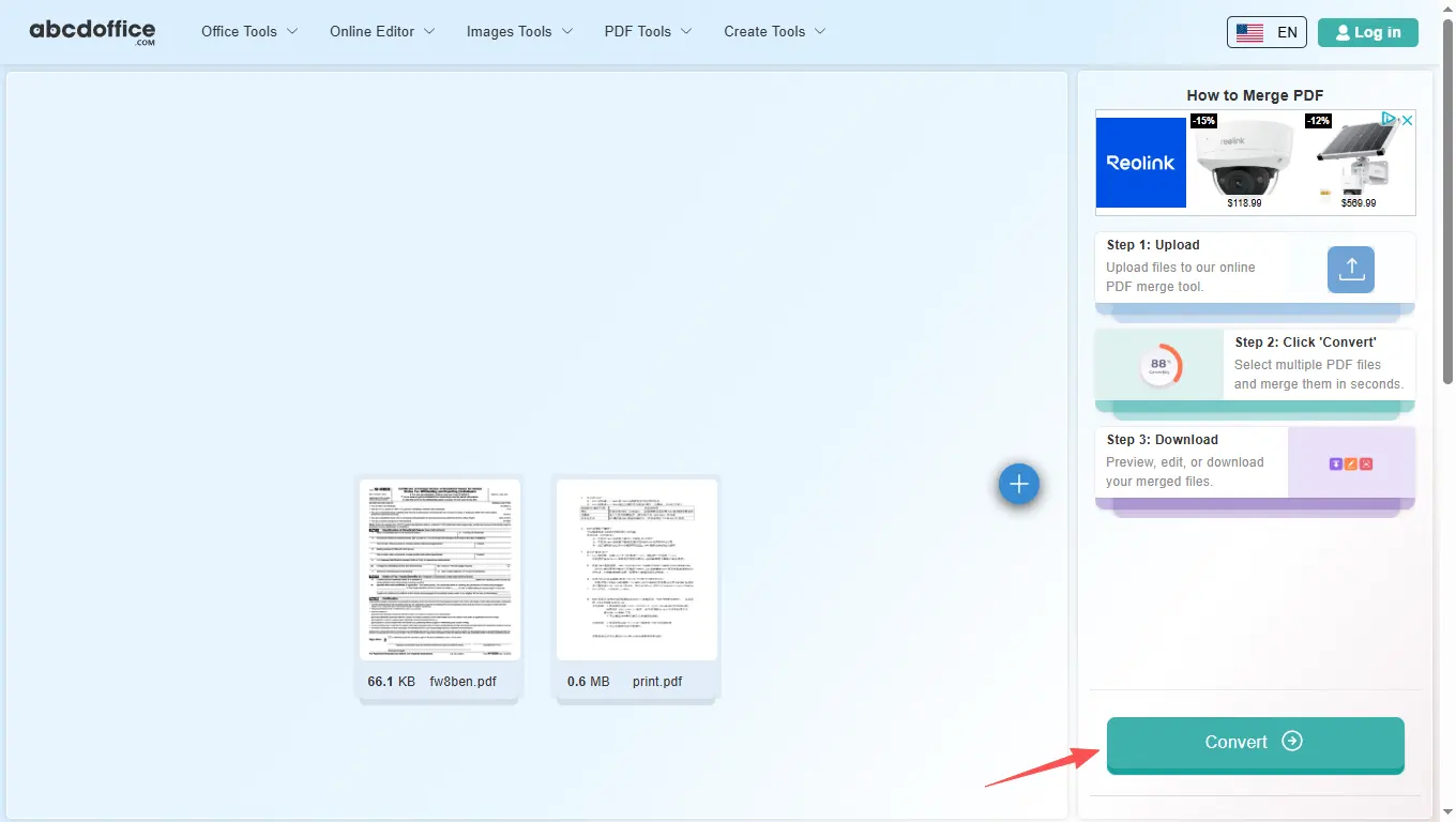 Stap 3: PDF-bestanden online samenvoegen