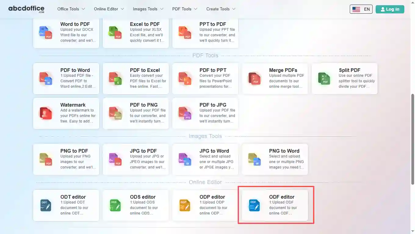 Stap 1: Open ODF-editor op abcdoffice.com