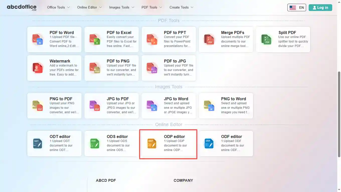 Stap 1: Open ODP-editor op abcdoffice.com
