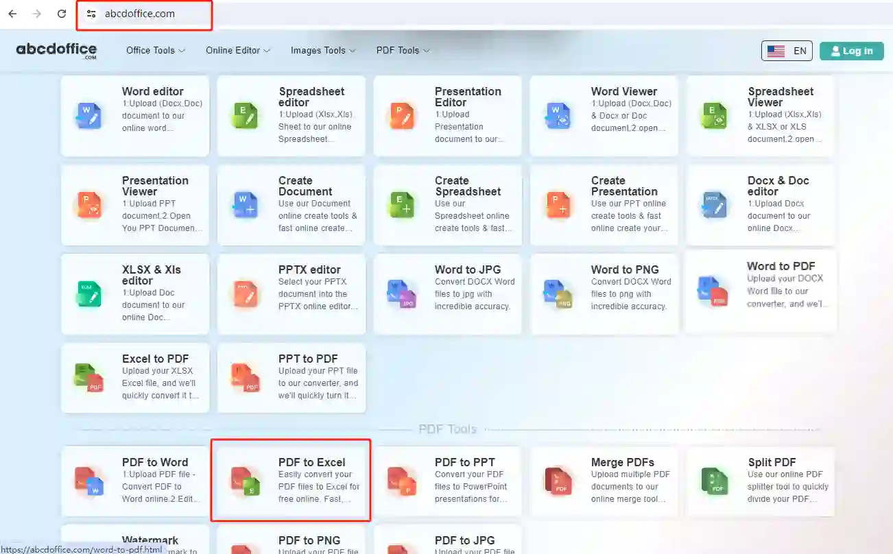 Шаг 1: Откройте PDF в Excel на abcdoffice.com