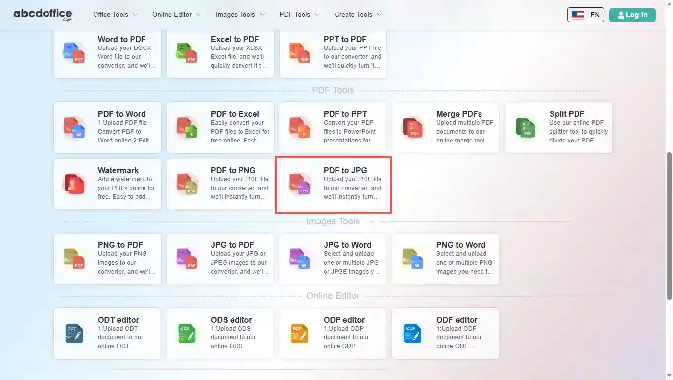 Stap 1: Open PDF naar JPG op abcdoffice.com