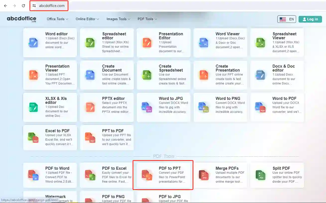 Stap 1: Open PDF naar PPT op abcdoffice.com