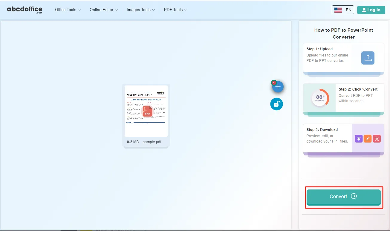 Stap 3: Converteer PDF naar PowerPoint online