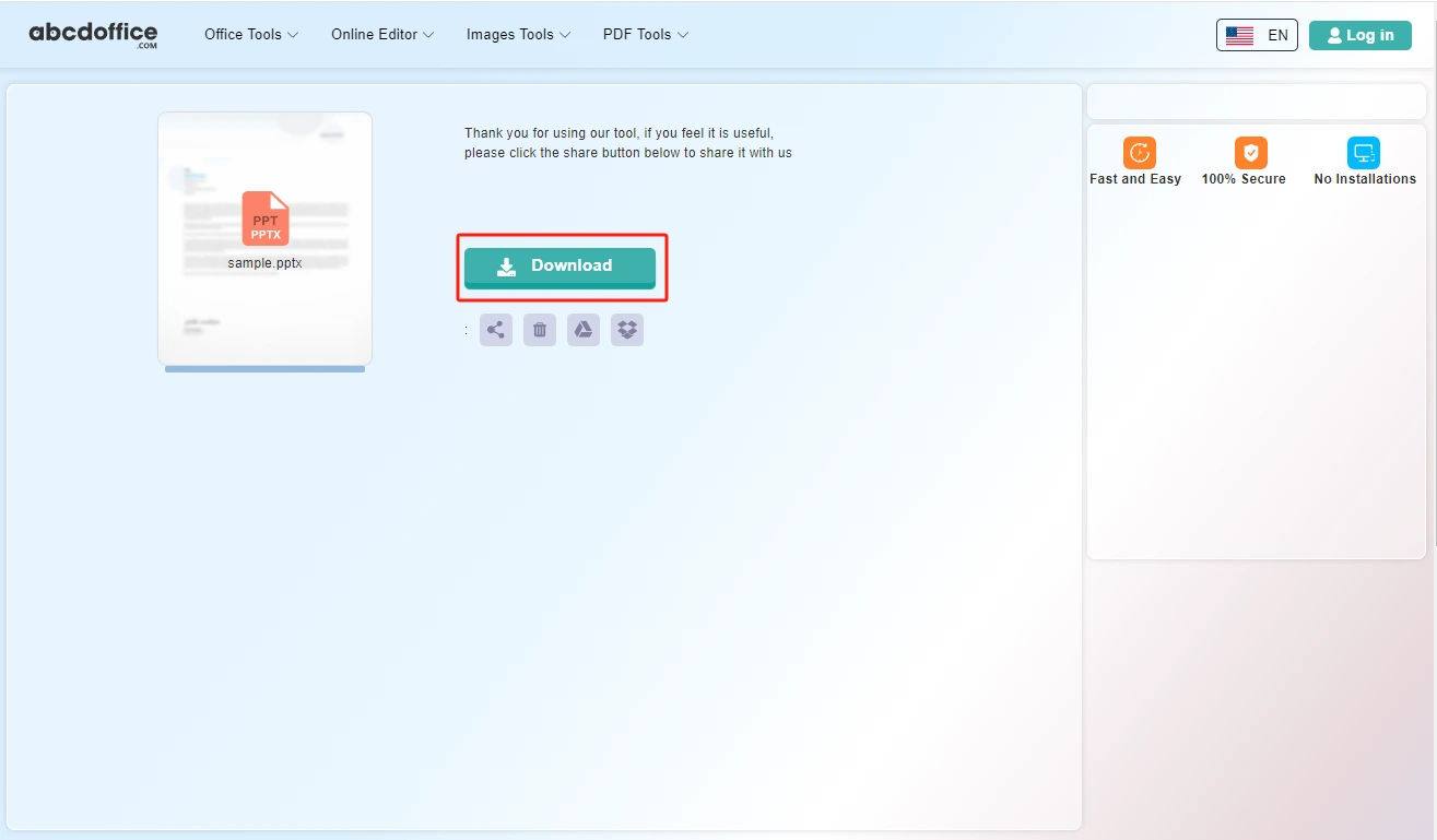 Stap 4: Download PPTX of PowerPoint-bestanden