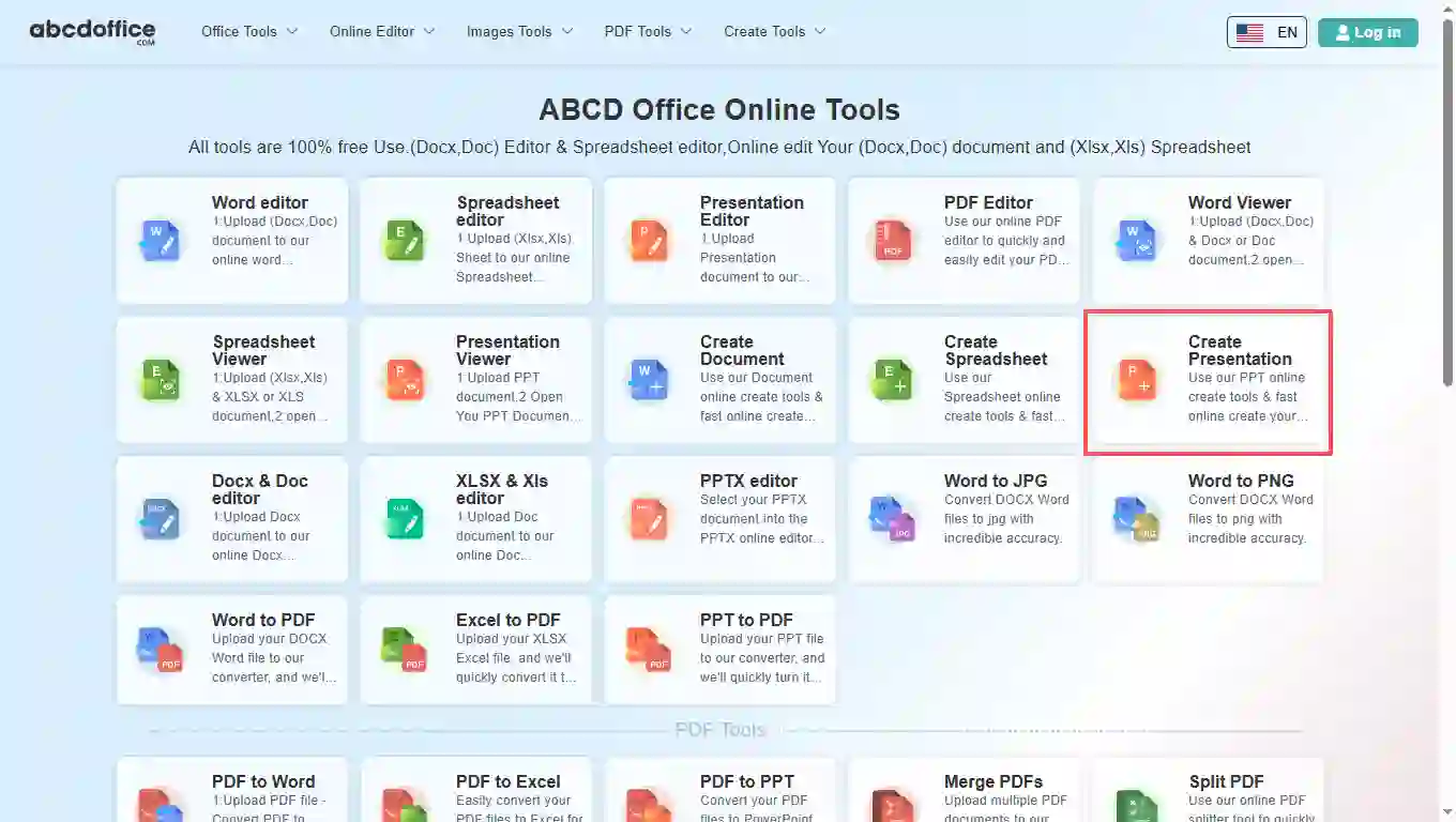 Stap 1: Open Presentatie maken op abcdoffice.com