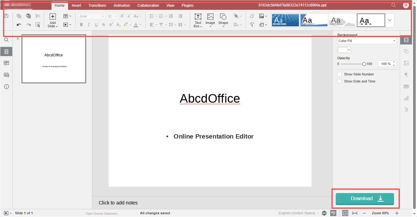 Stap 3: Bewerken in ppt online-editor
