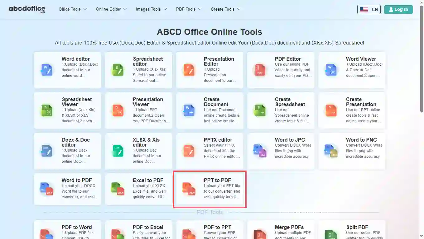 Stap 1: Open PPT naar PDF op abcdoffice.com