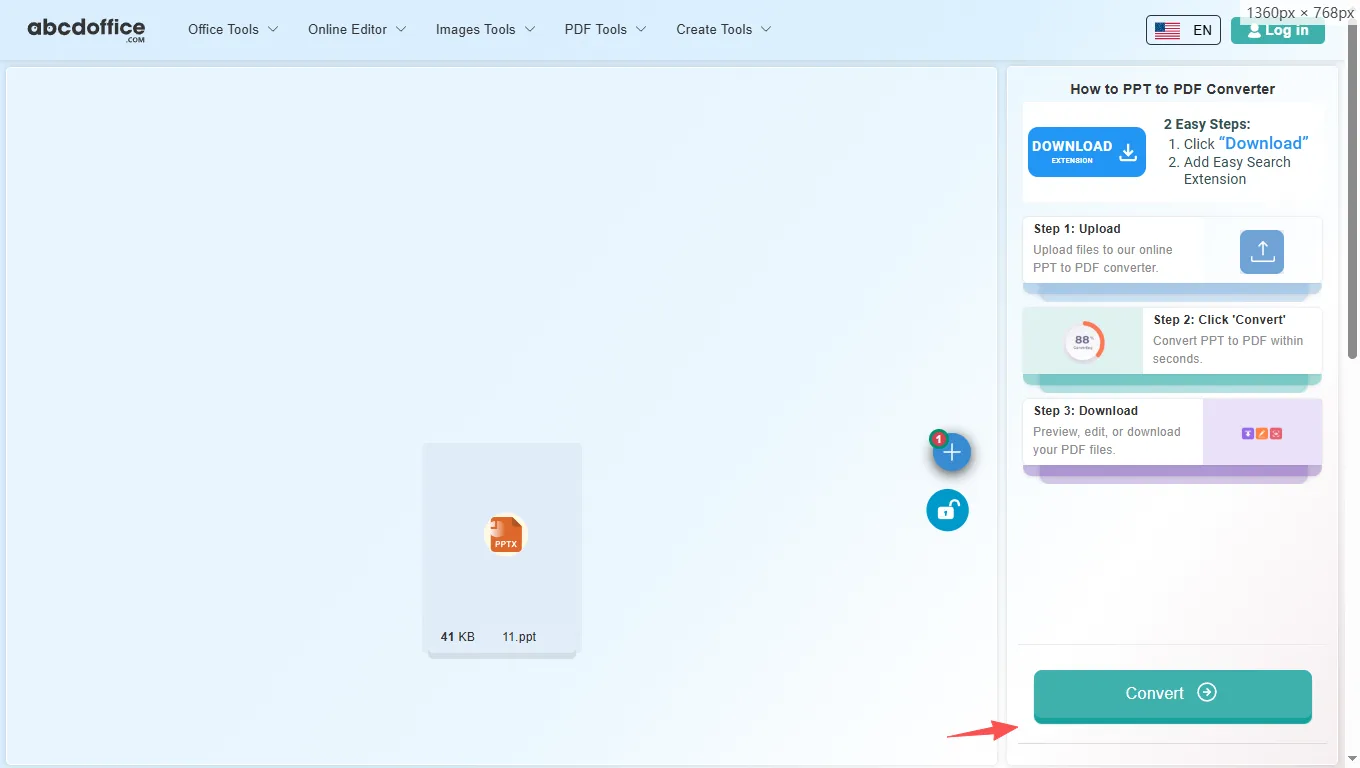 Stap 3: Converteer PPT naar PDF online