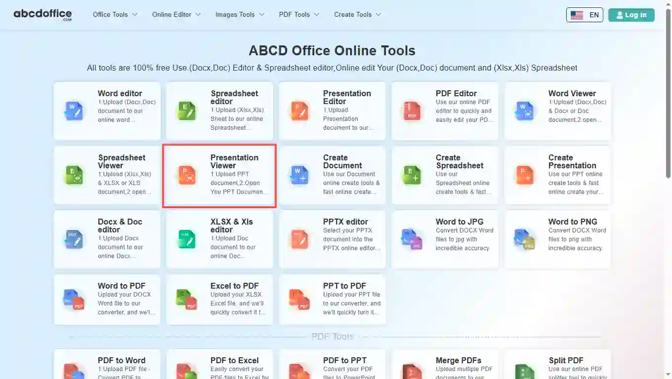 Stap 1: Open Presentatie Viewer op abcdoffice.com