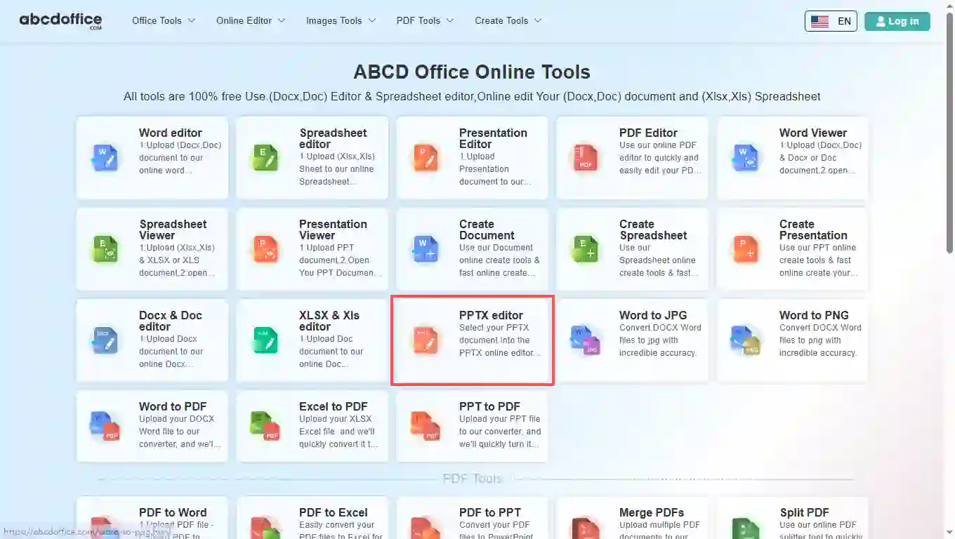 Stap 1: Open PPTX-editor op abcdoffice.com