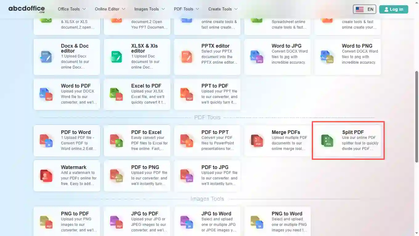 Stap 1: Open PDF splitsen op abcdoffice.com