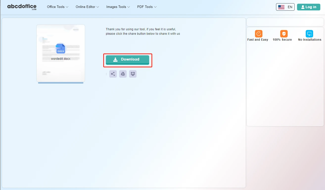 Stap 4: Download DOCX of PDF