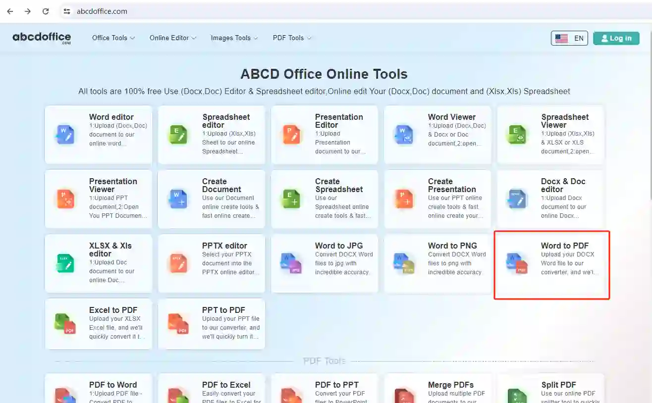Stap 1: Open Word naar PDF op abcdoffice.com