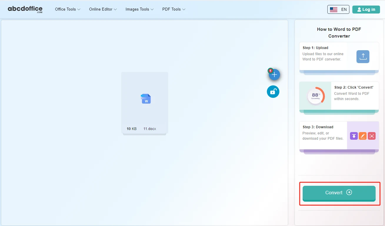 Stap 3: Converteer Word online naar PDF